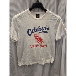 OVO October's Very Own Collegiate Owl T Shirt White Red Blue Size Large